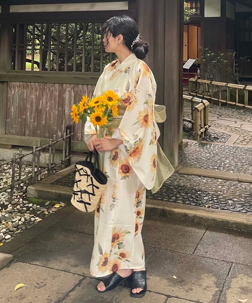 セール】◎花柄2wayセパレート浴衣 3点セット(キャミワンピース