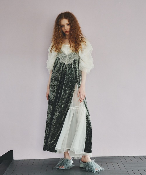 セール】ギャザースリーブシースルーマキシワンピース（ワンピース