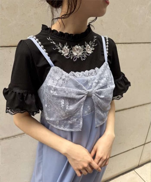 axes femme（アクシーズファム）の「ビッグレースリボンキャミ