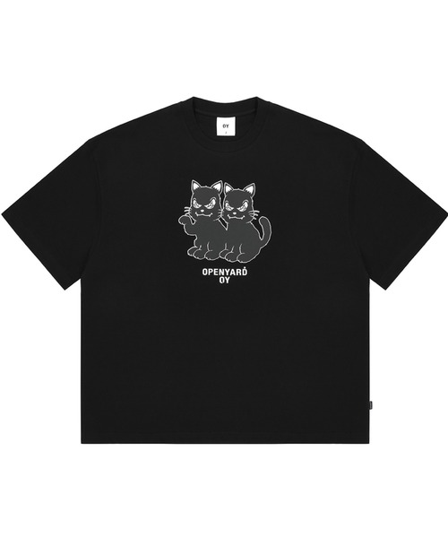 OY/オーワイ』 TWIN BLACK CAT T/ツイン猫 Tシャツ OY│A'GEM/9×.KOM