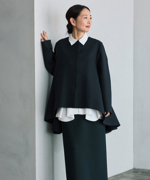 ◇エアートリプルクロスバックフレアジャケット（ノーカラーコート