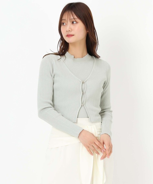 セール】2025春夏新作 金ホックリブニットアンサンブル（ニット