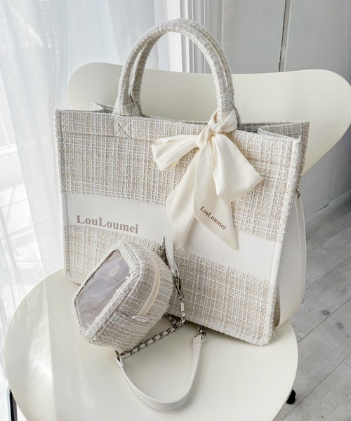 LouLoumei】WEB限定色あり/ツイードトートバッグ（トートバッグ）｜one