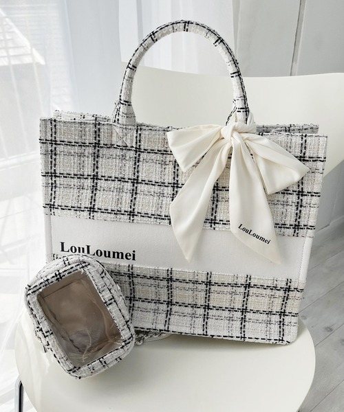 LouLoumei】WEB限定色あり/ツイードトートバッグ（トートバッグ）｜one