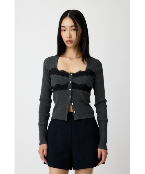 FRONT BUTTON LACY ロングスリーブトップス（Tシャツ/カットソー