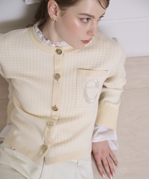 再入荷/14色展開】Attached collar ニットジャケット（ノーカラー