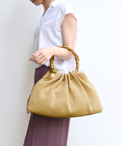 Caterina Bertini]ハンドメイドかごバッグバンブーハンドルイタリア製