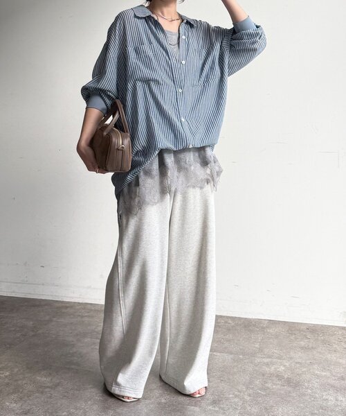 袖リブシアーデニムシャツ（シャツ/ブラウス）｜DouDou（ドゥドゥ）の