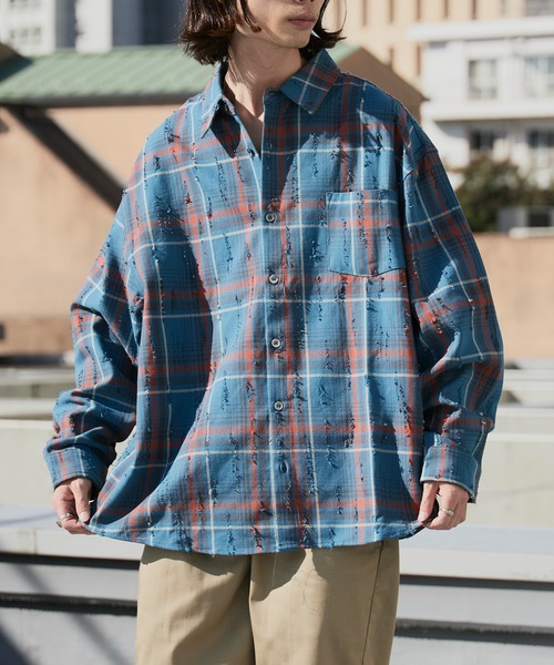 セール】ダメージ加工 チェックシャツ（シャツ/ブラウス）｜ALL RUNS