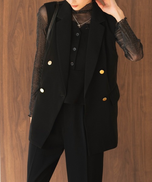 カセット服/洗える/セットアップ可】ダブルブレストジレ 単品