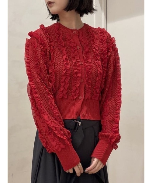 人気】チュールフリルニットカーデ（カーディガン/ボレロ