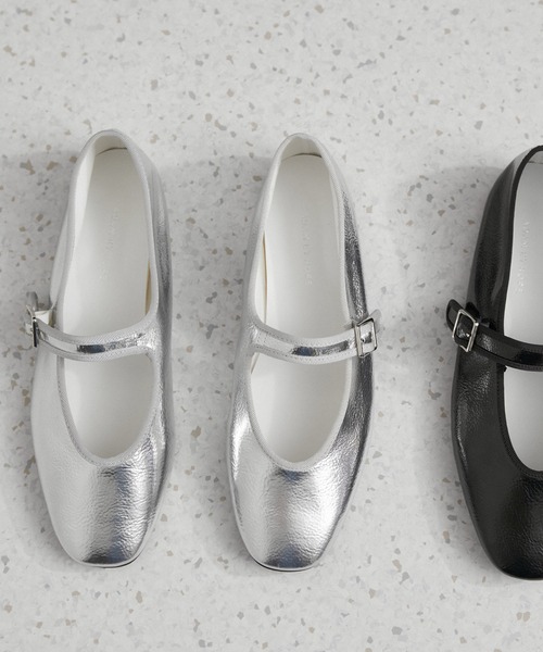 逸品・サステナブル】メタリックメリージェーン（バレエシューズ