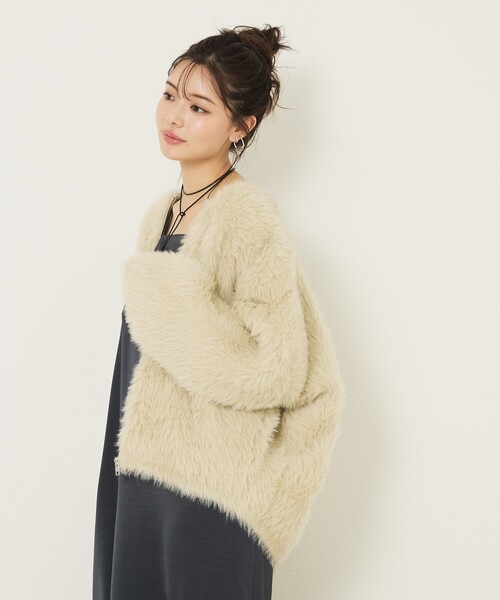 セール】【体型カバー/ロングセラー】ナイロンフェザーニット