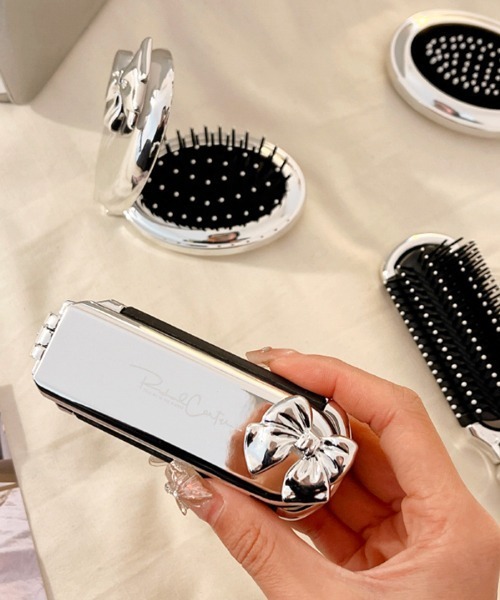 Ein/コンパクトミラー付き 折りたたみ コーム（ヘアブラシ）｜Ein