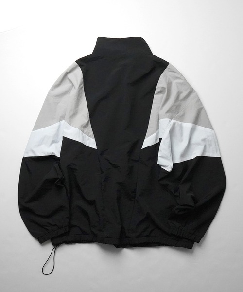 ビッグシルエット レトロライク ナイロントラックジャケット 裾ドロー