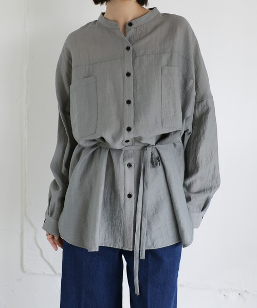 セール】【Et】Band Collar Oversize Blouse（シャツ/ブラウス