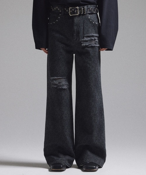 GRANCY】Leopard Damage Flare Pants / レオパードダメージフレア