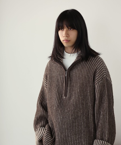 Aphlotus（アプロタス）の「モヘアタッチ バイカラーストライプ