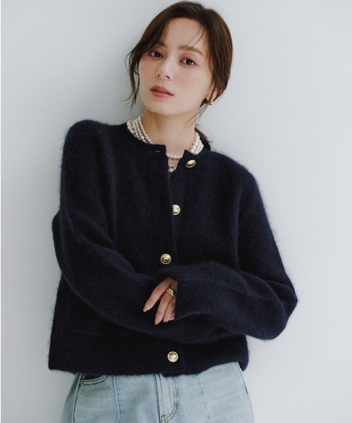 ZOZO限定カラー】カシミヤブレンドノーカラーニットジャケット（ノー