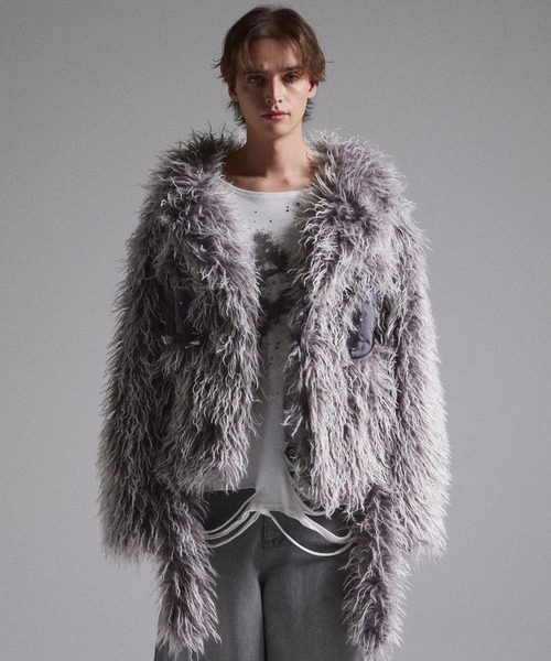 GRANCY】Fur Boa Riders Jacket / ファーボアライダースジャケット