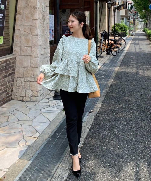 アシンメトリーフリルジャガードトップス（その他トップス）｜Fit more