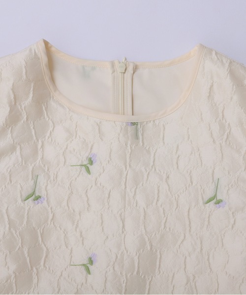 フラワージャガードペプラムトップス（その他トップス）｜Fit more