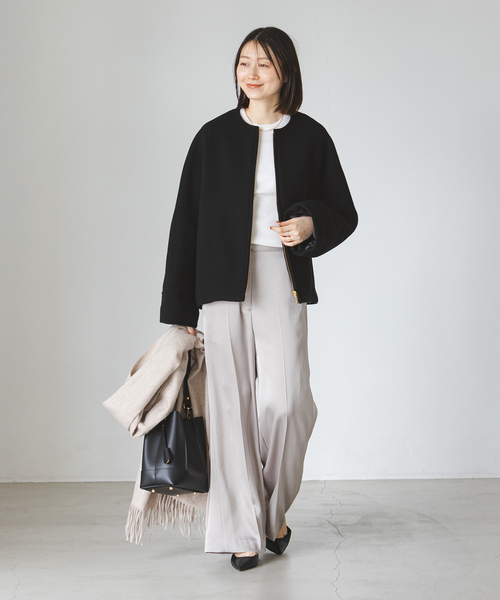 Noble（ノーブル）の「MTRショートケープブルゾン（ノーカラーコート