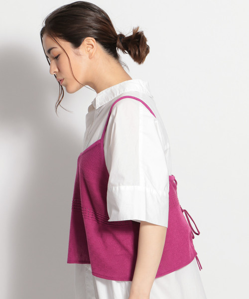 niko and（ニコアンド）の「レースアップニットキャミ