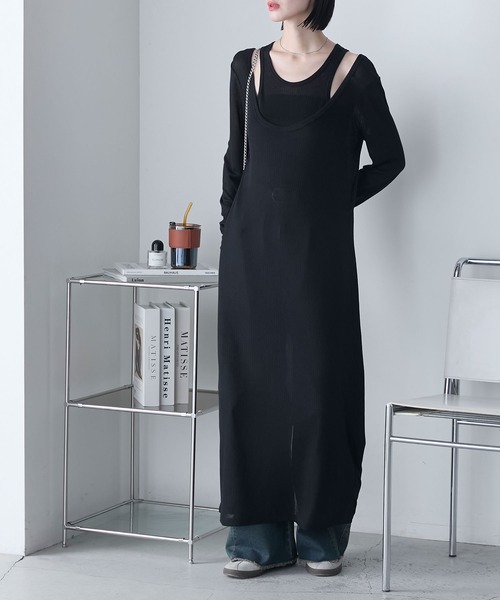 forksy.】シアーテレコ タンクセット レイヤードワンピース forksy