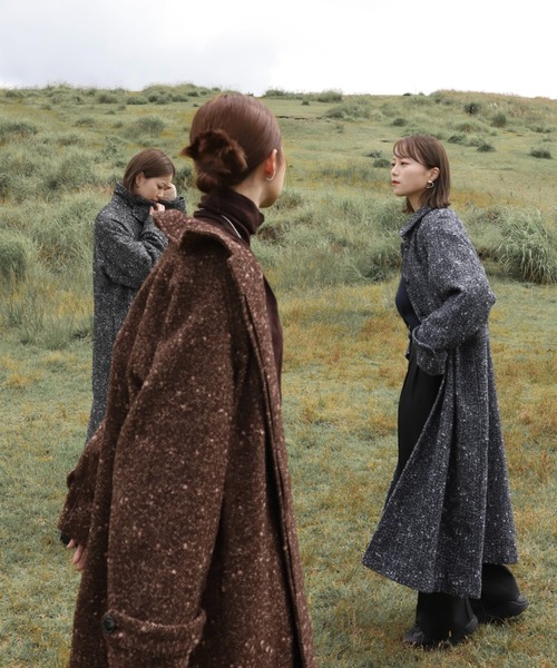 セール】【ZOZO限定カラー有】スタンドカラーウールツイードコート