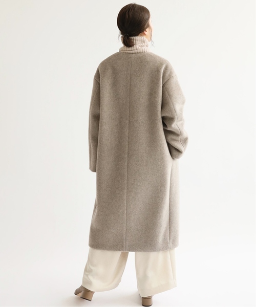 セール】ラムウールノーカラーロングコート◇（ノーカラーコート