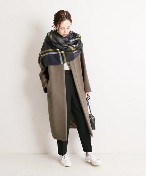 セール】ラムウールノーカラーロングコート◇（ノーカラーコート