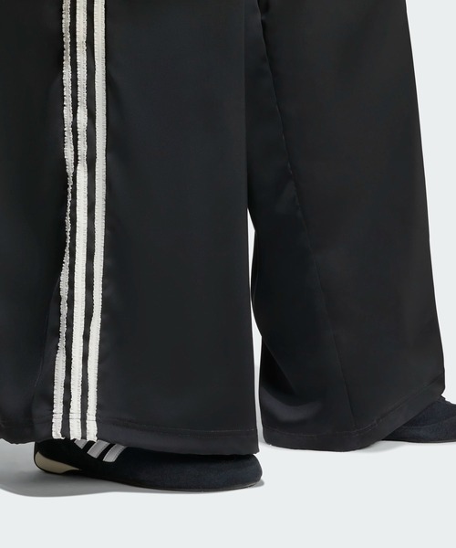 セール】サテン ワイドレッグパンツ ラッフル スリーストライプス WIDE