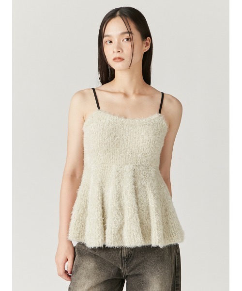 FRAY I.D（フレイアイディー）の「ラメフェザーニットペプラムキャミ