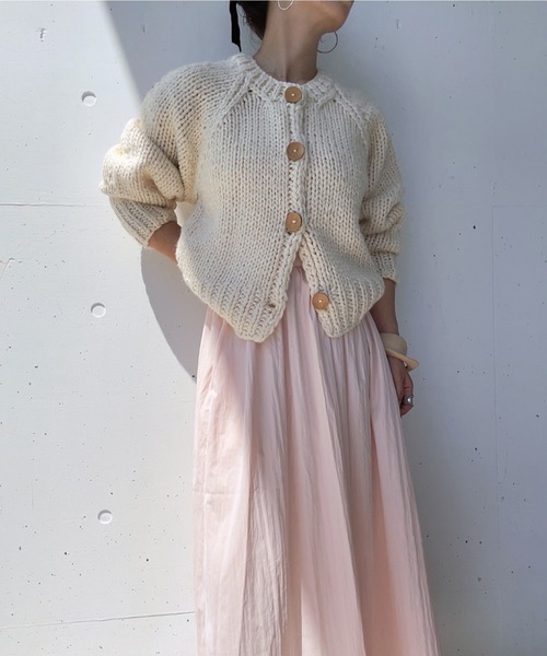 セール】ハンドニットウールブレンドカーディガン（comochi original