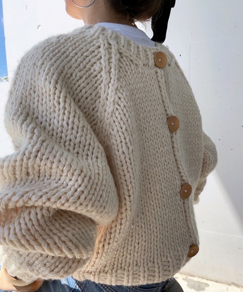 セール】ハンドニットウールブレンドカーディガン（comochi original