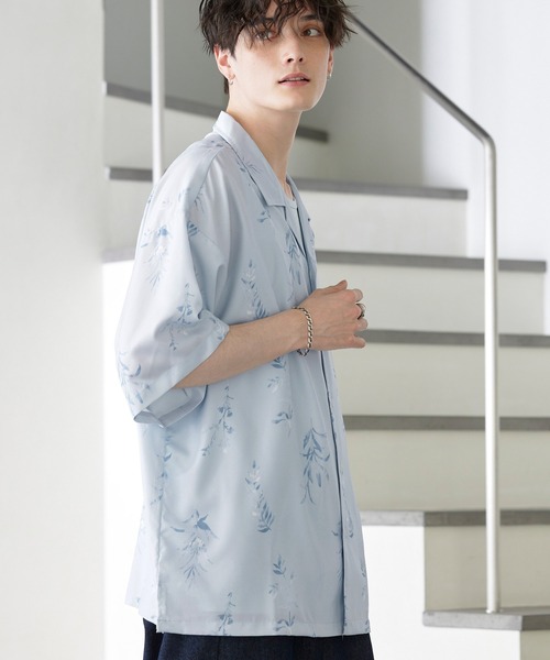 オーバーサイズ ドレープ マルチパターン オープンカラーシャツ MONO