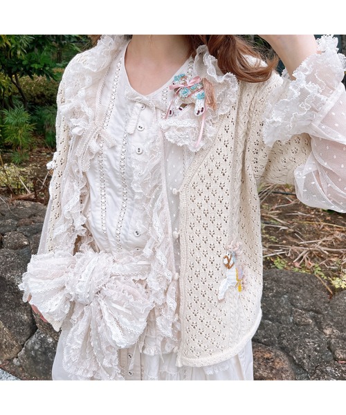 ポルカドットチュールサッシュベルト アイボリー ポルカドットチュール