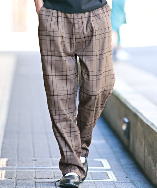 グレンチェックストレッチワイドパンツ（その他パンツ）｜LUXSTYLE