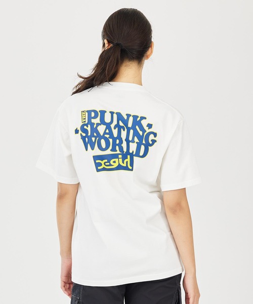 X-girl（エックスガール）の「PUNK-SKATING WORLD LOGO S/S TEE（T