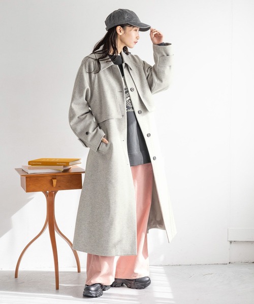 セール】ウールライクヨークコート 243729（ステンカラーコート