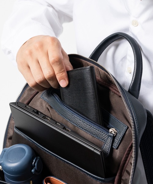 セール】薄マチ ダブルジッパー シュリンクレザー スマート コンパクト