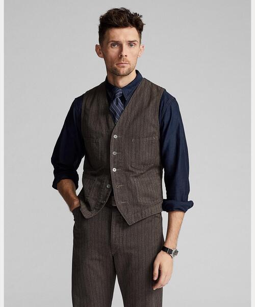 RRL（ダブル アール エル）の「ストライプド ジャスペ ツイル ベスト