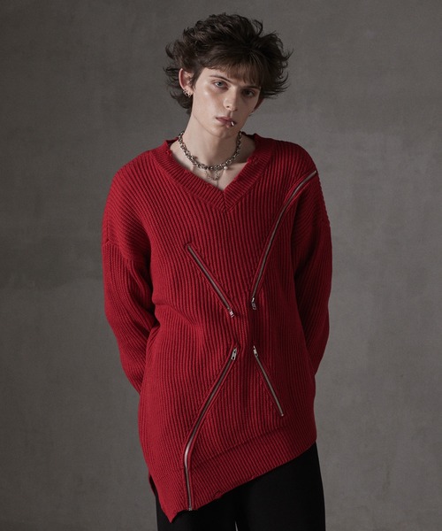 GRANCY】ZipDesign Asymmetry Knit / ジップデザイン アシンメトリー
