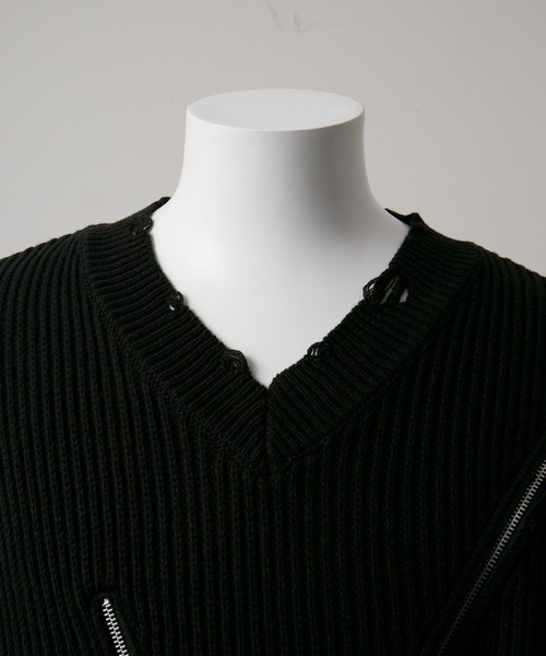 GRANCY】ZipDesign Asymmetry Knit / ジップデザイン アシンメトリー