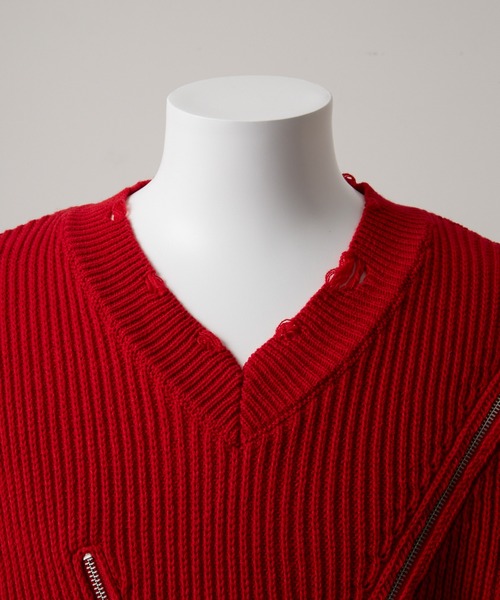 GRANCY】ZipDesign Asymmetry Knit / ジップデザイン アシンメトリー