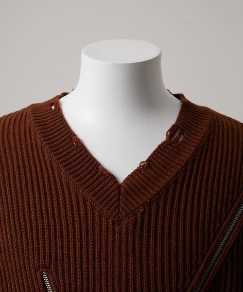 GRANCY】ZipDesign Asymmetry Knit / ジップデザイン アシンメトリー