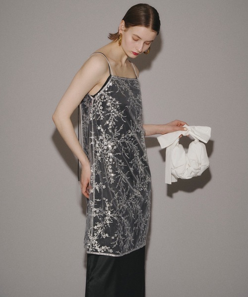 yae（ヤエ）の「Flower spangle camisole dress/フラワースパンコール