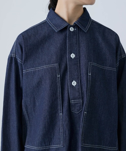 かぐれ（カグレ）の「デニムプルオーバーシャツ（シャツ/ブラウス