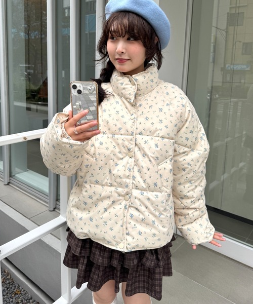 セール】フラワーショートパデットジャケット（ダウンジャケット
